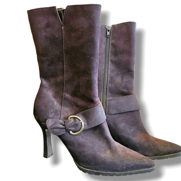 Suede calf high boots - Picture 1 of 9